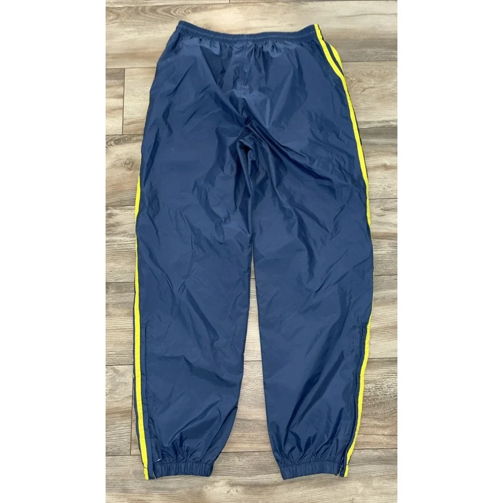 Vintage Adidas Nylon Track Pants Mens Large Blue Yellow 80s Retro Joggers